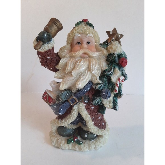 Santa Glitter Snowy 2003 Designspirations Tree Drum Bell Father Christmas - Picture 1 of 11